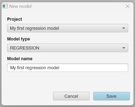 New model creation New model creation