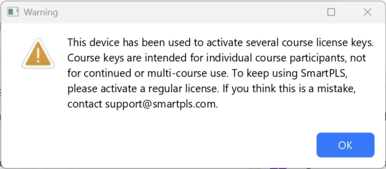 Placeholder example of the error message shown when the free course license limit is exceeded Placeholder example of the error message shown when the free course license limit is exceeded